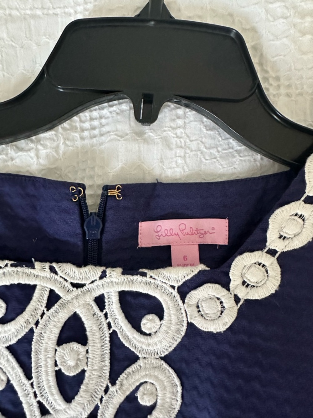 Lilly Pulitzer Navy Midi Dress with White Embroidery